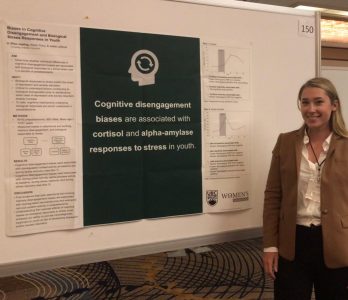 PhD Student Ellen Jopling traveled to Buffalo, NY to present her poster titled "Biases in Cognitive Disengagement and Biological Stress Responses in Youth" at the Society for Research in Psychopathology annual meeting.
