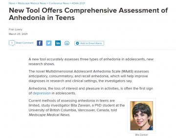 Congratulations to Bita Zareian, Ellen Jopling, and Dr. Katerina Rnic for presenting at the Anxiety and Depression Association of America 2021 Conference!