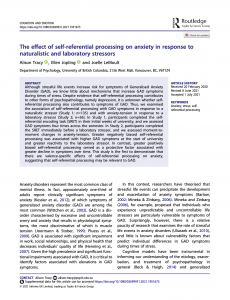 Ali Tracy published a paper in Cognition and Emotion